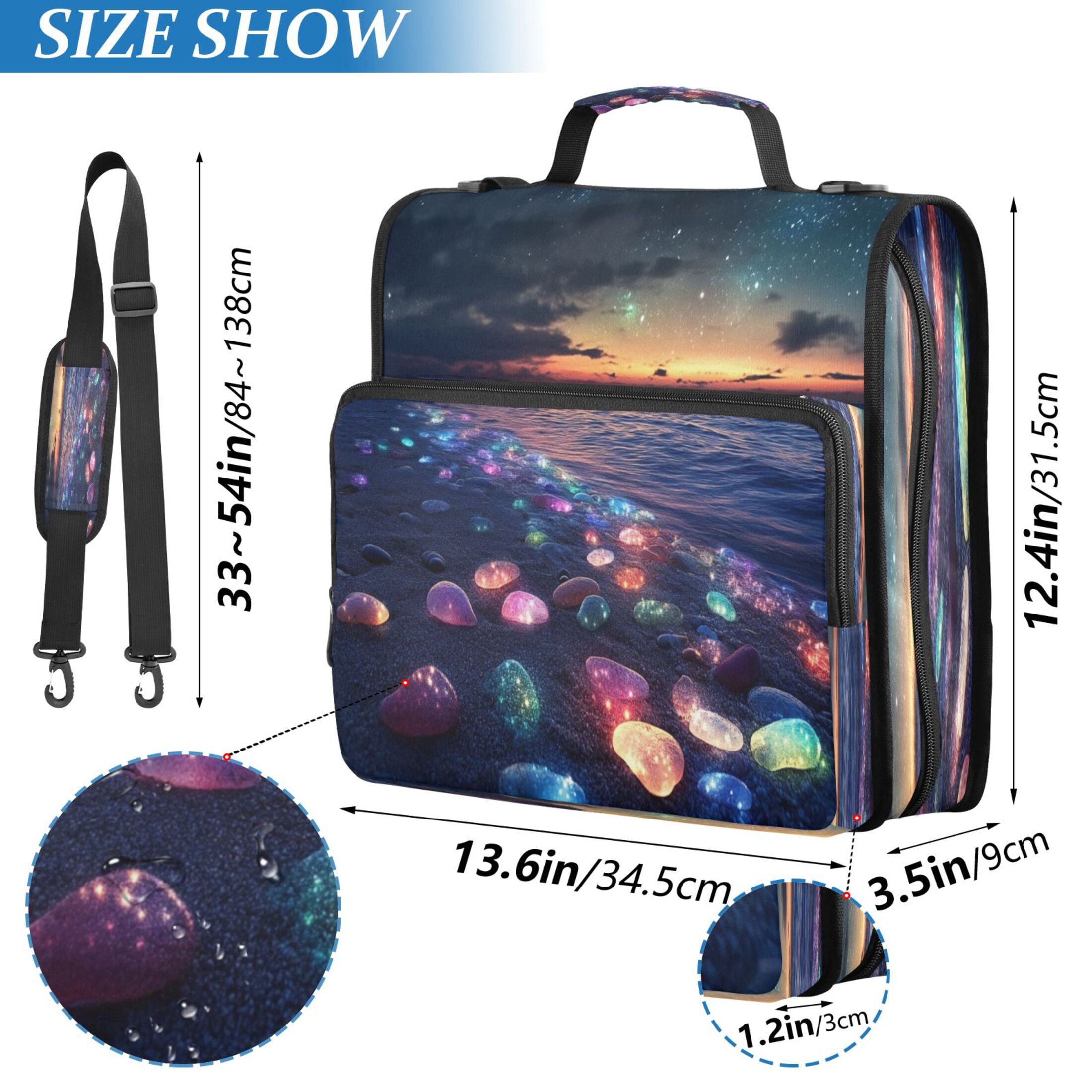 YAZAOO Zipper Binder trapper keeper Documents Organized Design Glowing Stones on Beach at Sunset Printed