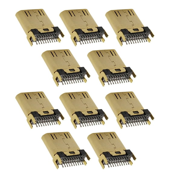 10x Mini HDMI Connectors Gold Plated, Lightweight, Easy to Store, 19P Male Head Clamp Type