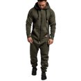 thumbnail image 3 of Goocheer Men Hooded Jumpsuit,Zipper Closure Kangaroo Pocket Ribbed Clothing, 3 of 6