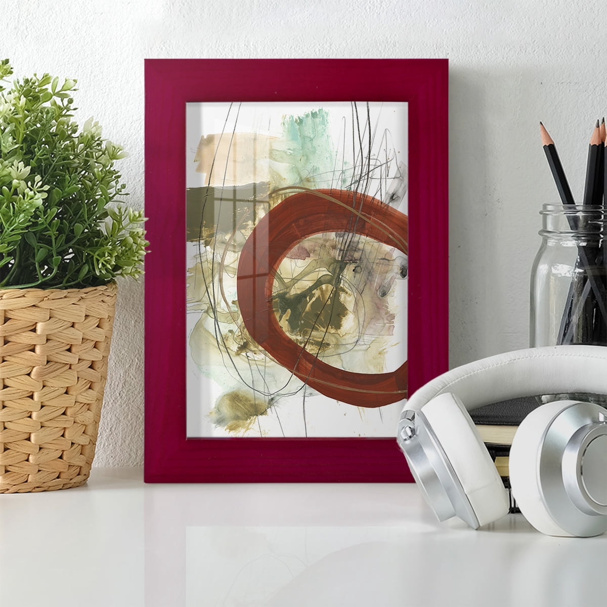 Rusted Loops II - Framed Print w/glass - Cherry Red