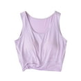 thumbnail image 3 of Jinhomg Crop Tank Tops for Women 2025 Fashion Summer Sleeveless Tanks Shirt Plus Size Gym Workout Yoga Camisole with Chest Pad Light Blue L, 3 of 6