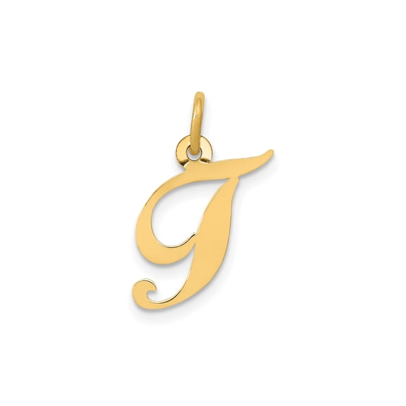10k Yellow Gold Script J Initial Pendant for Women, Polished Alphabet Charm Necklace, Personalized Monogram Jewelry, Minimalist Letter Accessory, Unisex Real Gold Design