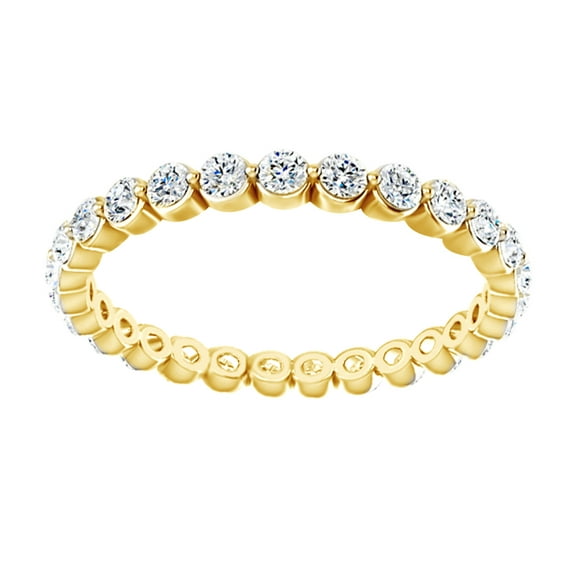 AFFY Round Cut White Natural Diamond Full Eternity Band Ring In 14K Solid Yellow Gold (0.75 Ct)
