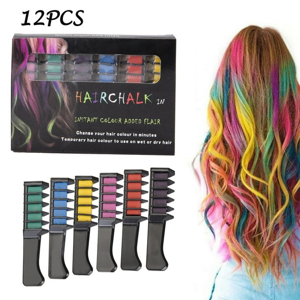 12 PCS Temporary Hair Chalk Set Byhoo Hair Chalks Combs for Girls Kids