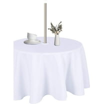 Round Outdoor Tablecloth with Umbrella Hole and Zipper, 60 Inch White, Washable Waterproof Table Cloth Spill Proof Wrinkle Free Table Cover for Patio Spring Summer Picnic