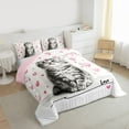 thumbnail image 3 of jejeloiu Cartoon Lovea Heart Queen Comforter Set,Cute Pet Cat Bedding Sets,Kitten Animals Lover Bedding Comforter Set For Girls,Super Cozy Room Decor Reversible,3-Piece, 3 of 8