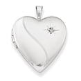 thumbnail image 1 of Sterling Silver Rhodium-plated 20mm Diamond Heart Locket QLS239-18 (25mm x 20mm), 1 of 3