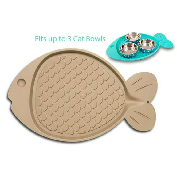 Bella Spill-Proof Fish Shaped Cat Mat, 19" x 12"