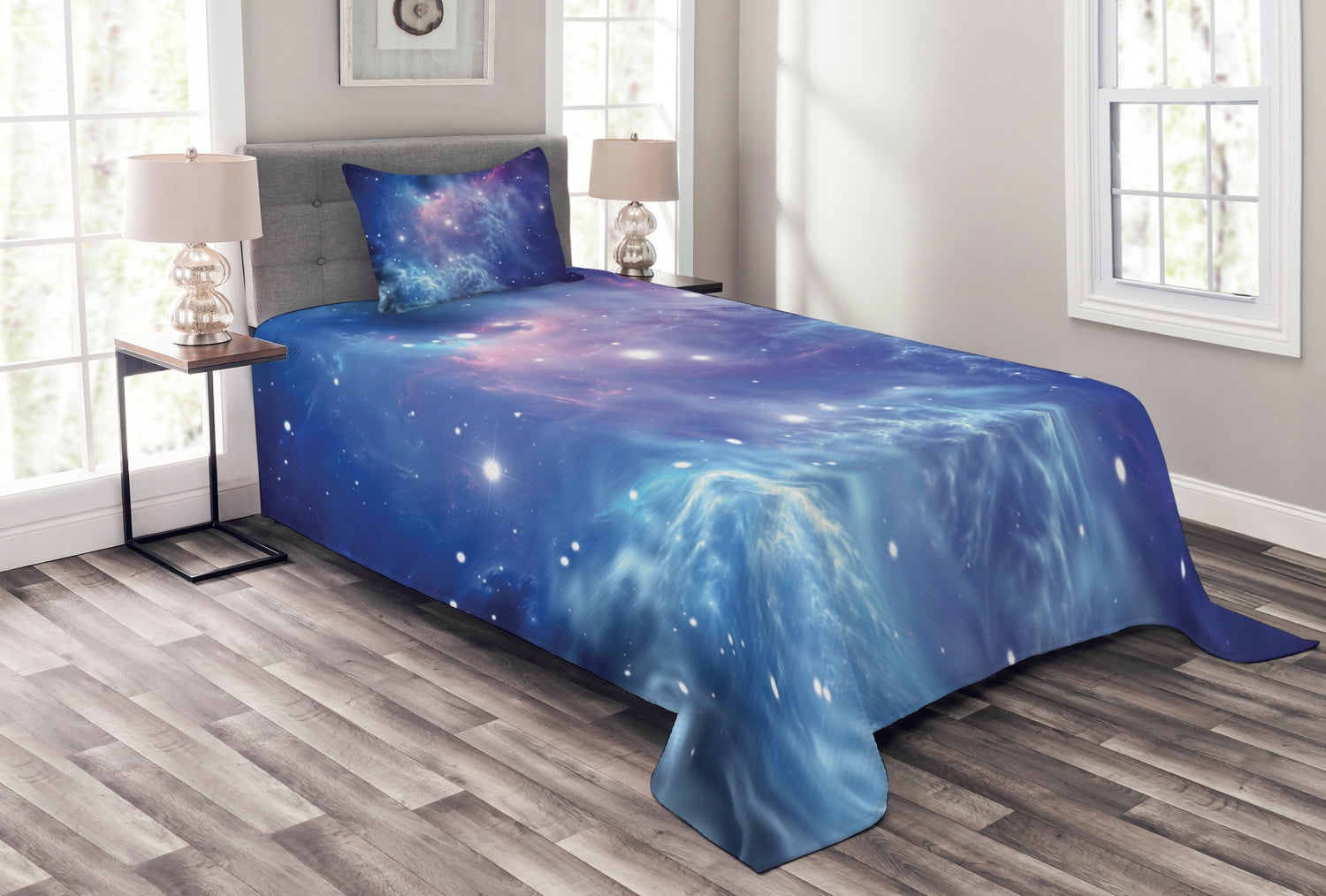 Outer Space Bedspread Set Twin Size, Outer Space Nebula in the Galaxy