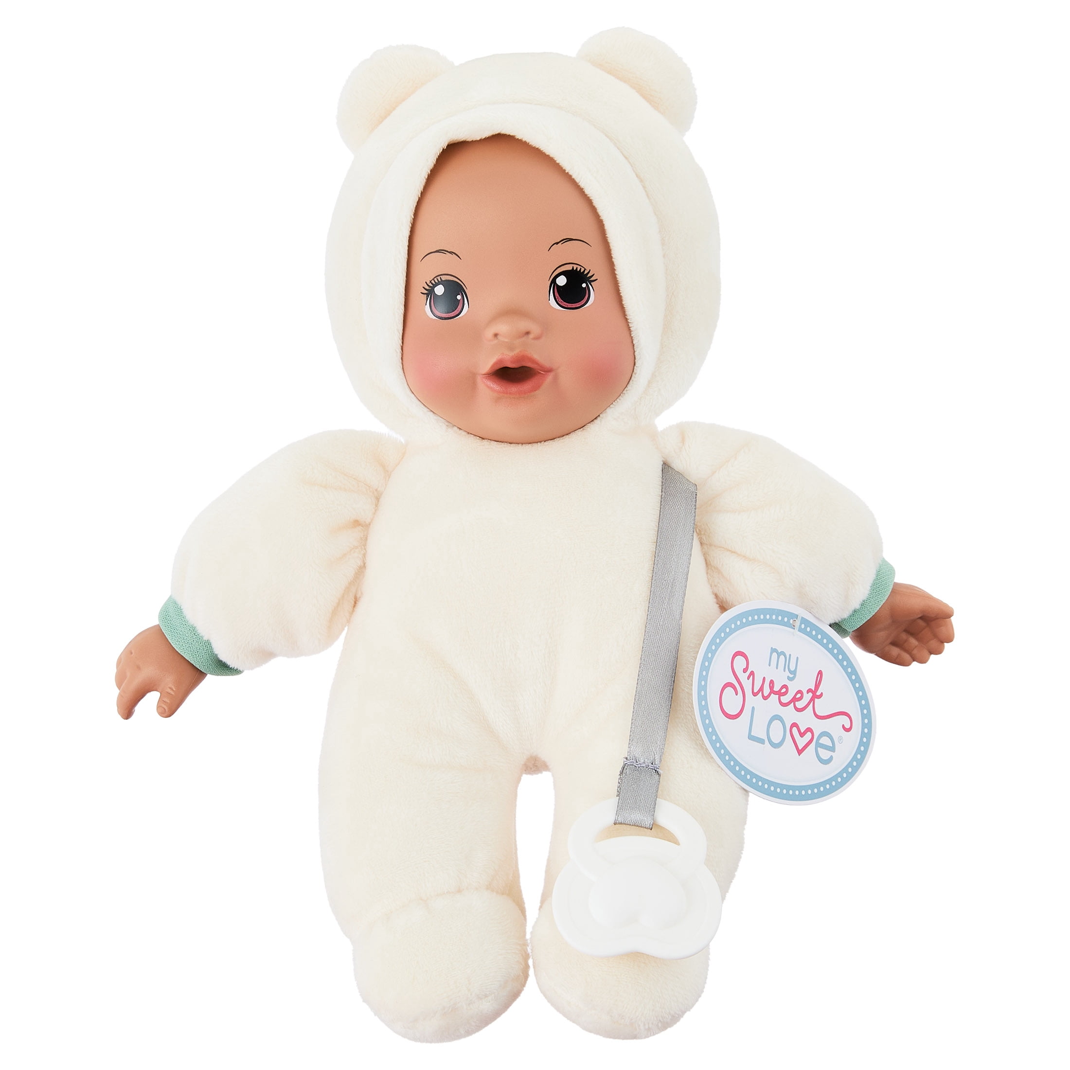 My Sweet Love 10-Inch Snuggly Baby Doll with Pacifier, Cream Bear Outfit