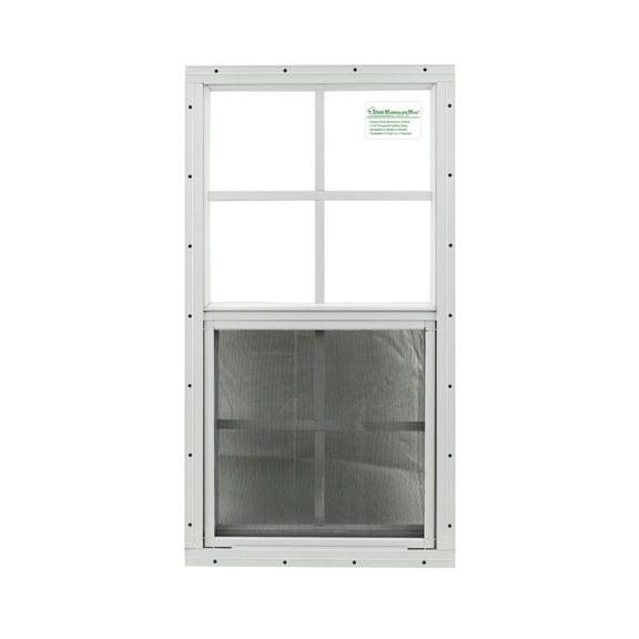 Shed Windows and More 14" W x 27" H White (Flush Mount) Shed Window Tempered Glass with Screen Chicken Coop Playhouse