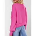 thumbnail image 6 of Women'S Oversized Batwing Sweaters 2025 Fall Outfits Trendy Crewneck Knit Side Slit Fashion Pullover Tops Rose Red S, 6 of 7