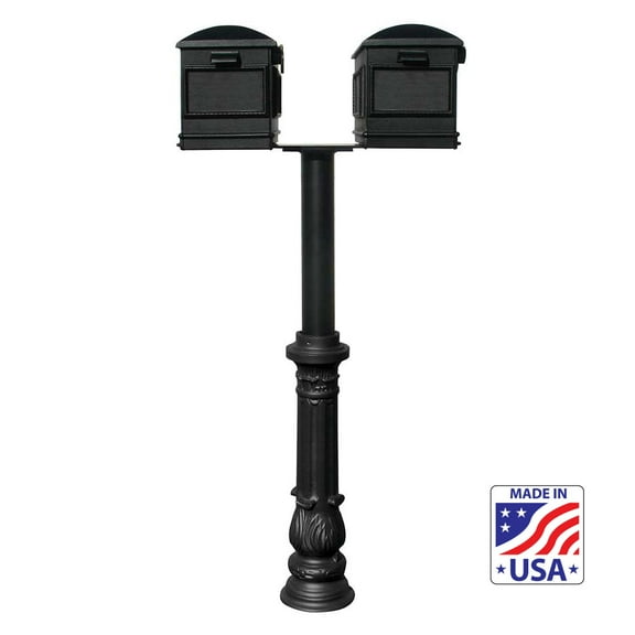 QualArc HPNS2-US-700-LM 6 in. The Hanford TWIN No Scrolls Mailbox Post System - Black