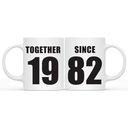 

CTDream 11oz. Wedding Anniversary Coffee Mug Gift Together Since 1982 2-Pack Unique Christmas Birthday Valentine s Day Couple Gifts for Him Her Boyfriend Girlfriend Wife Husband