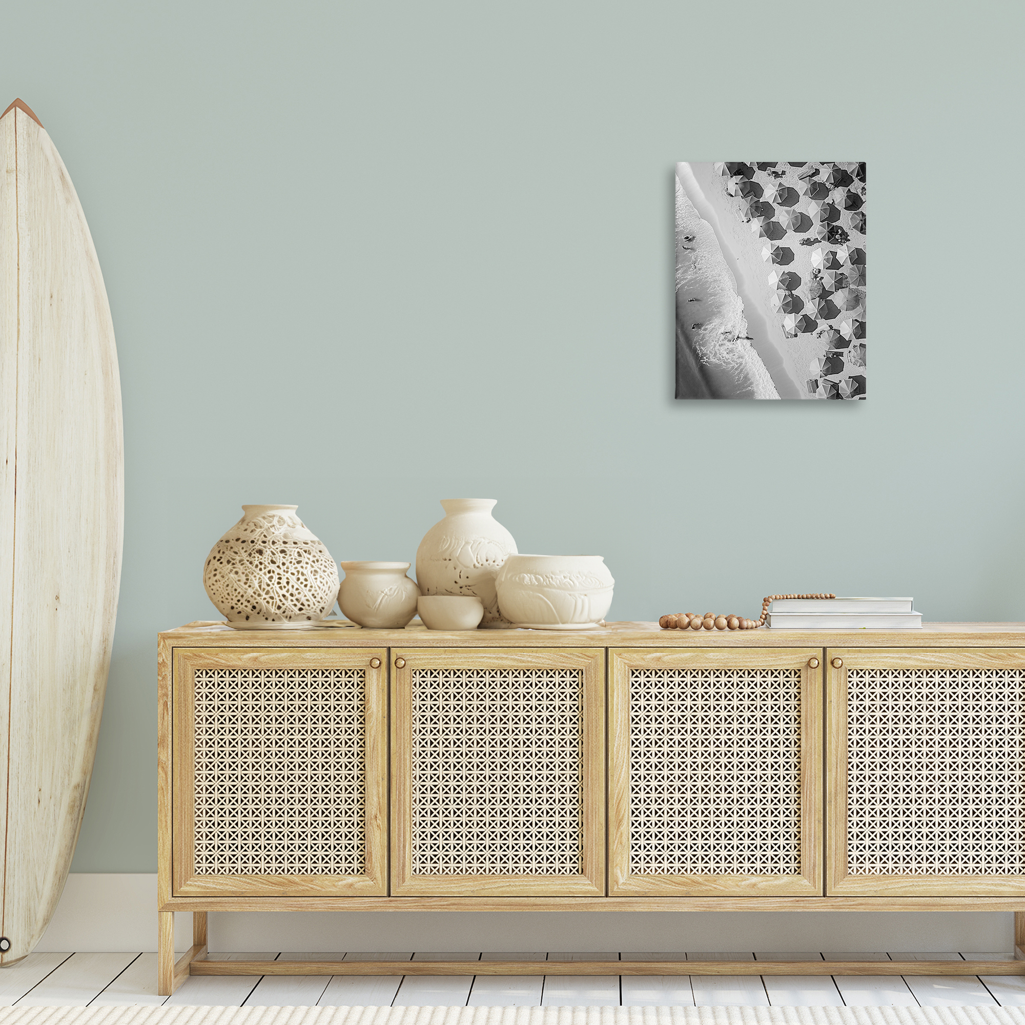 Stupell Industries Aerial View Beach People Photography Wrapped Canvas Art Print Wall Art, 16 x 20