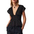thumbnail image 2 of Yunliwuli Women’s Lace Patchwork Tank Tops Sleeveless Deep V Neck Button Down Shirts Summer Vest, 2 of 8