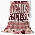 thumbnail image 2 of Inspirational She Leads Fearlessly Quote Wood Plank Background, Cozy Typography Art Scene, Warm Flannel Blanket for Living Room and Reading Nook, Art Lovers Appreciation Gift, Artistic Home Decor, 2 of 9