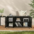 thumbnail image 5 of Costway 84 Gallon 3-Door Patio Wicker Storage Cabinet Deck Box with Removable Shelves Black, 5 of 10