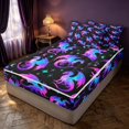 thumbnail image 2 of Manfei Fantasy Dragon Animals Zipper Twin Comforter Sets with Fitted Sheet and 2 Pillowcases,Vintage Stars Moon Zipper Bedding Set,Blue Purple,Black Reversible,4pcs, 2 of 8