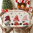 thumbnail image 5 of Round Fitted Tablecloths with Elastic Edge Vintage Christmas Gnome Snowflake Waterproof Table Cover for Kitchen Dining Party Decor,55" - 60", 5 of 9