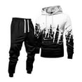 thumbnail image 2 of Men's Winter 2-Piece Casual Set, Colorblock Hooded Sweatshirt and Sweatpants, Sportswear Lounge Outfit For Everyday Wear and Outdoor,Black,L, 2 of 6