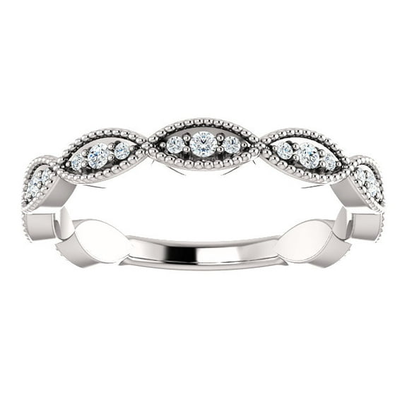 Pompeii 1/5ct Diamond Wedding Ring Womens Stackable Anniversary Ring 14k White Gold (,)
