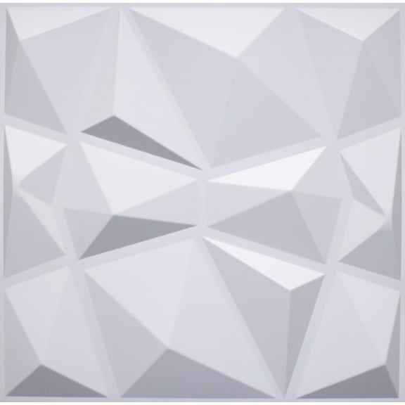 Dundee Deco 3D Wall Panels - Contemporary Diamond Paintable White PVC Wall Paneling for Interior Wall Decor, Pack of 10, Covers 26.9 sq. ft