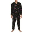 thumbnail image 3 of Naloa Heart and Stars Men’s Pajamas Set - Long Sleeve Button Down Sleep Shirt and Pajama Bottoms Sleepwear Set-X-Large, 3 of 7