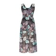 thumbnail image 5 of Fesfesfes Women Dress Bohemian V-Neck Loose Sleeveless Print Ankle-Length Dress, 5 of 8
