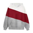 thumbnail image 5 of AJTQTH Kids Girls Color Block Hoodie Tops Lightweight Casual Fall Long Sleeve Hooded Pullover Sweatshirts Fashion Fleece Lined Warm Outfit Clothes with Pockets Red 13-14 Years, 5 of 6