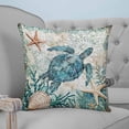 thumbnail image 4 of Teal Sea Turtle 18x18 Pillow Covers Set of 2, Coastal Coral Ocean Nautical Vintage Throw Pillow Covers Decorative Couch Cushion Case, Microfiber Square Pillowcases for Bedroom Car Living Room, 4 of 7