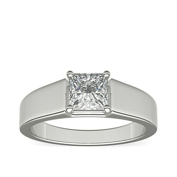 1.00 Carat Unique Princess Natural Diamond Elegant Design Solitaire Wedding Ring for Bride Solid 14K White Gold Size 7