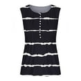 thumbnail image 5 of Long Tank Tops for Women Casual Stripe Loose Sleeveless Round Neck T-Shirt Ladies Button Down Cinch Waist Pleated Camisole Top, 5 of 5