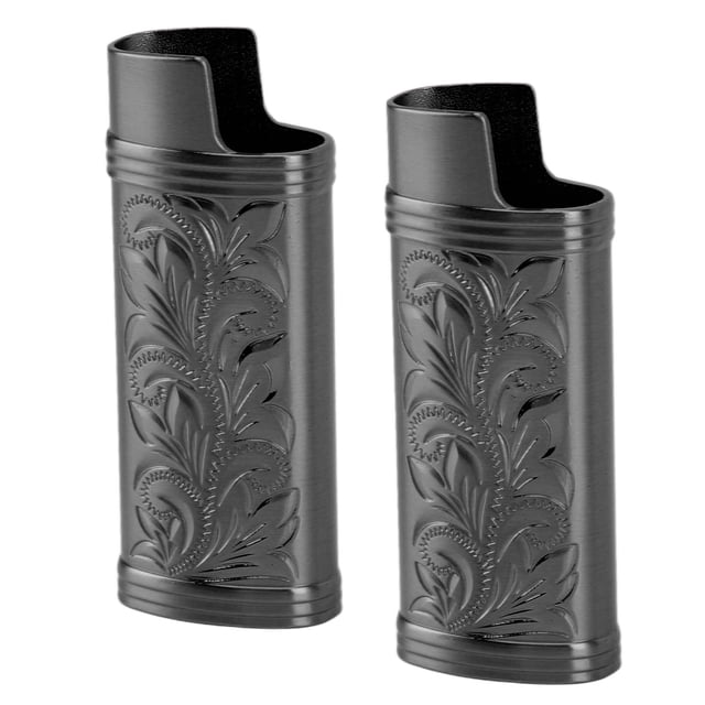 2 Pcs Étui Rétro pour Briquet, Alliage de Zinc Gravure Florale 3D Cadeaux de Collection pour Fumeurs