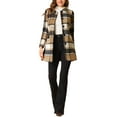 thumbnail image 2 of INSPIRE CHIC Women's Plaid Winter Faux Fur Collar Outerwear Long Coat, 2 of 7
