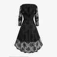 thumbnail image 4 of FAVIPT Gothic Lace Up Dresses for Women Two Piece Flare Vintage Dress Halloween Witch Cosplay Maxi Costume Victorian Corset Hooded Ball Gown Gray,S, 4 of 6