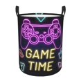 thumbnail image 1 of DouZhe Waterproof Collapsible Large Laundry Baskets, Gaming Gamepad Game Time Prints Circular Hamper with Handles, 1 of 7