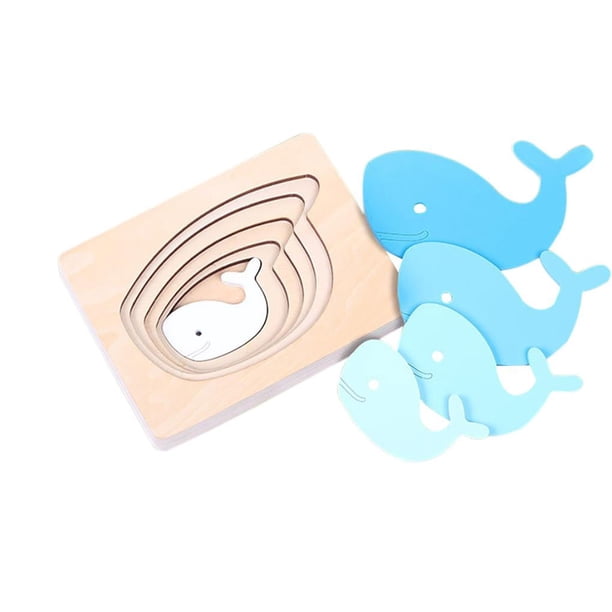Juguetes De Madera Para Niños Cartón De Animales Rompecabezas De Múltiples Capas Rompecabezas Tridimensional Panel De Animales De Color Degradado sonducket FN003252-03