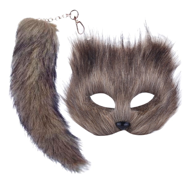 Halloween Para Adultos, Protector Facial De Peluche, Protector Facial De Peluche Negro Con Forma De Animal, Maquillaje, Baile, Hombres Y Mujeres, Protector Facial De Simulación De Media Cara Con Lla