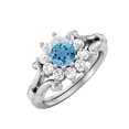 thumbnail image 1 of Bague de Fiançailles pour Femmes en Forme Ronde 4.5MM Topaze Bleue Argent Sterling 925, 1 of 3