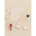 thumbnail image 5 of FEORJGP Kids Toddler Girl 2 Piece Summer Set 3M 6M 12M 18M 2T 3T Infant Baby Round Neck T-Shirts Flower Letter Print Shirts Short Sleeve Tops Elastic  Casual Fashion Outfits for Casual Daily, 5 of 9