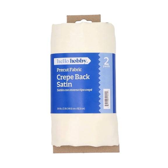 Hello Hobby 59” x 72” 100% polyester crepe back satin 2 yard precut fabric, Ivory, 59" wide for sewing & crafting