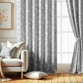 thumbnail image 2 of Vargottam Printed Blackout Curtains - Gray Baroque Floral Design, Set of 2 Panels, 52 x 108 Inches - Room Darkening, Thermal Insulated Window/Door Drapes with Grommets, 2 of 9