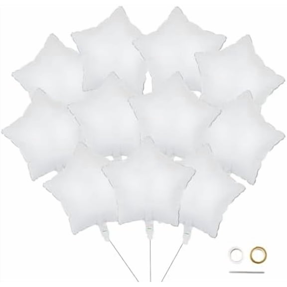 White Star Balloons 20pcs 18 Inch Star Foil Balloons Foil Mylar Balloons Helium Balloon White Balloons for Birthday Party Wedding Baby Shower Valentine Day Decorations