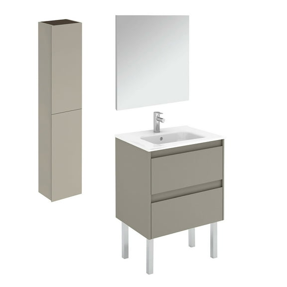 Ws Bath Collections Ambra 60F Pack 2 Ambra 24" Free Standing Single Basin Vanity Set -