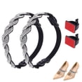 thumbnail image 1 of Uxcell 2 Pairs High Heels Shoe Straps, Rhinestone Elastic Shoe Straps Heels Detachable Ankle Straps Replacement Shoelace Crystal for Women Loose Slippers Sandals, Negro+Plata, 1 of 7