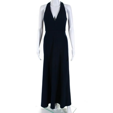 

Pre-owned|Jenny Yoo Collection Womens Crepe V-Neck A-Line Maxi Dress Gown Navy Size 4