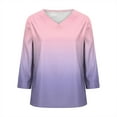 thumbnail image 5 of Xuyuer Women's Holiday Floral Print V-Neck 3/4 Sleeve Casual Loose Shirt, 5 of 5
