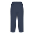 thumbnail image 6 of FUNUONY Capri Pants for Women Slim Fit Comfy Workout Capris Sweatpants with Pockets Pants for Women Elastic Waisted Summer Yoga Work Cropped Trousers with Pockets Navy L, 6 of 7