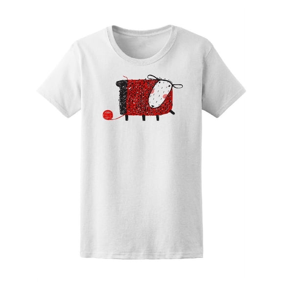 Cute Sheep With Knitting Sweater T-Shirt Women -Image by Shutterstock, Female x-Large